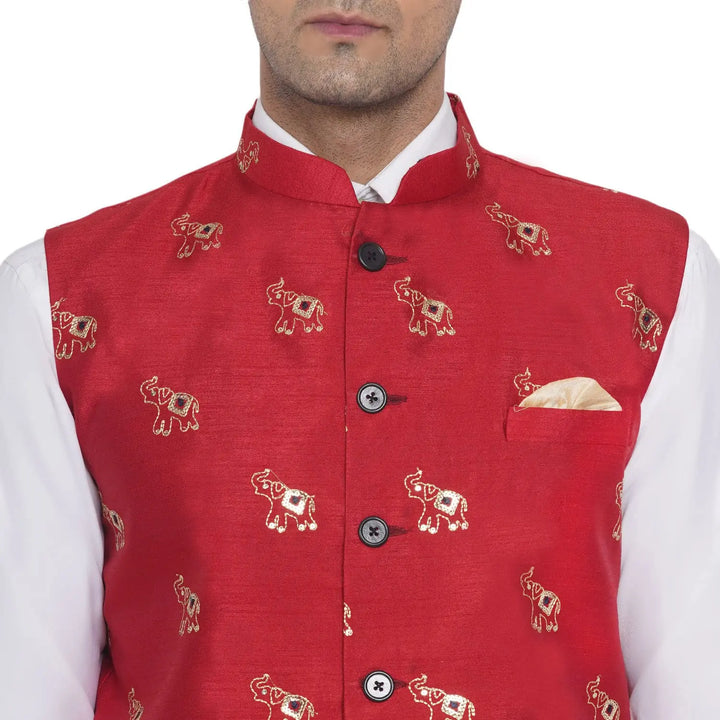 Silk Elephant Nehru Jacket for Men | Designer Ethnic Wear