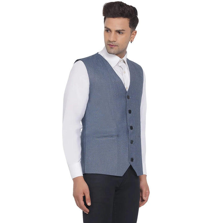 Men's Slub Plain Waistcoat | Perfect for Formal & Casual Wear