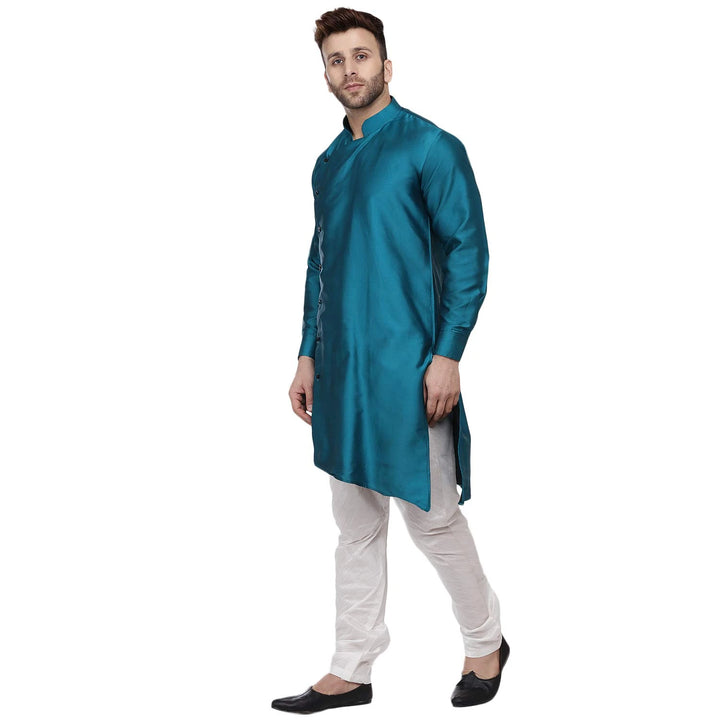 Taffeta Silk Side Button Kurta for Men | Stylish Mandarin Collar