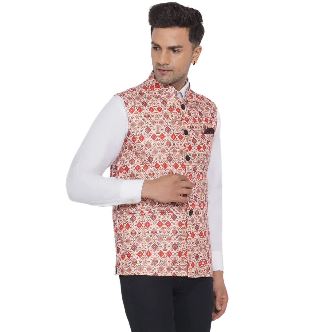 Cotton Nehru Jacket in Beige | Stylish Look for Weddings & Events