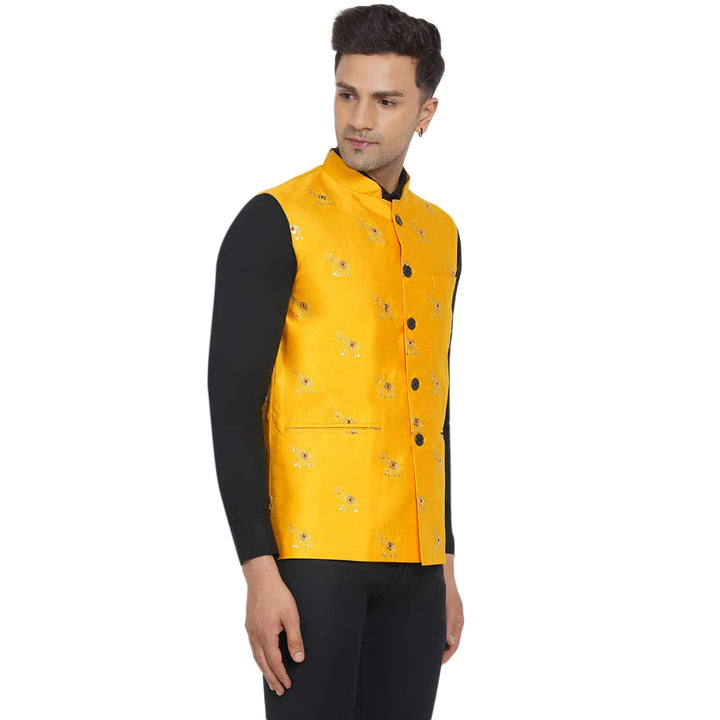Silk Elephant Nehru Jacket for Men | Designer Ethnic Wear