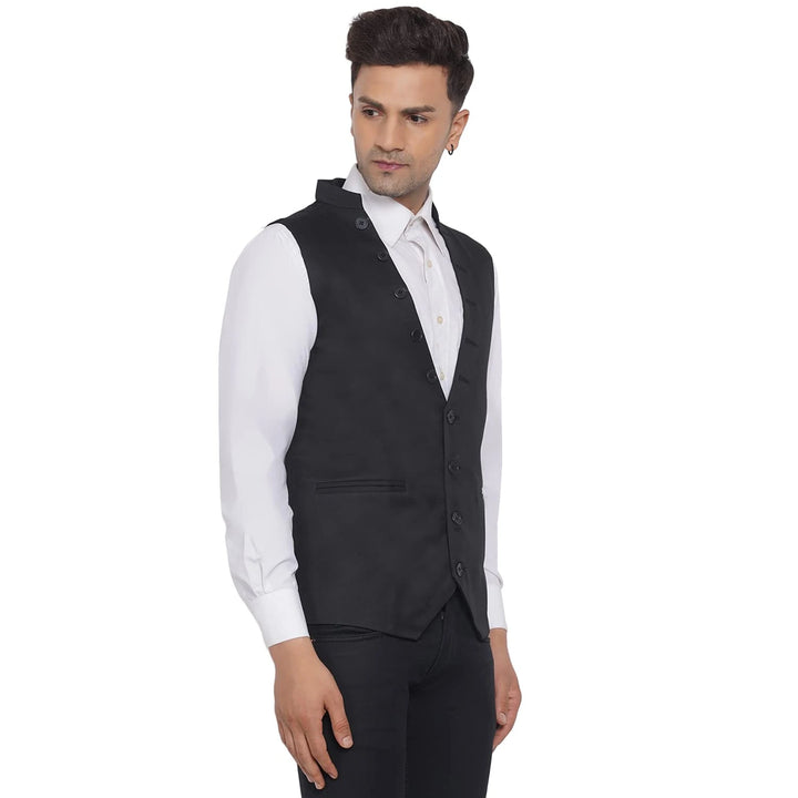 Men's Solid Poly Cotton Waistcoat | Formal & Casual Wear Style