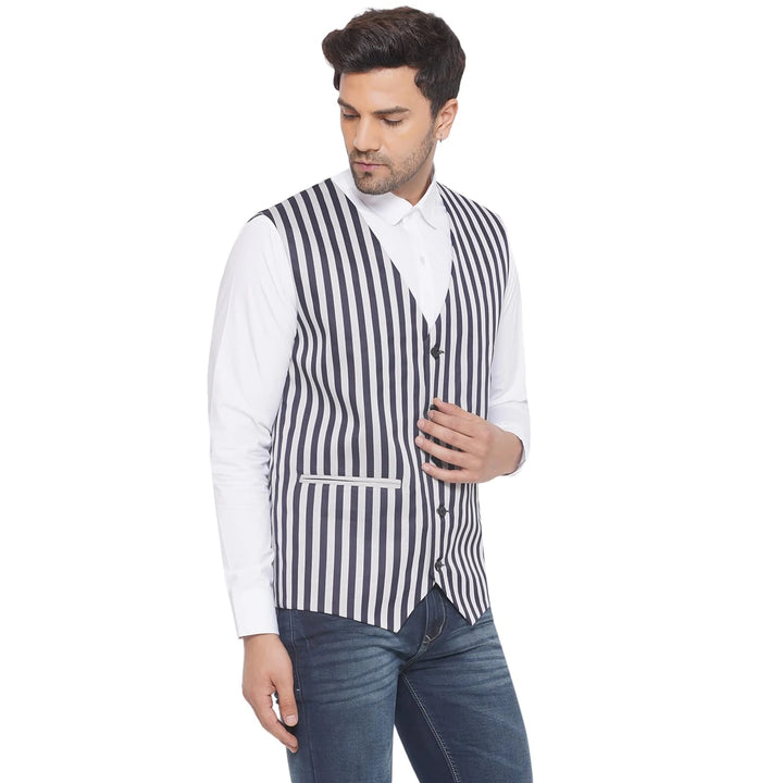 Designer Striped Waistcoat for Men | Party & Office Look Combined