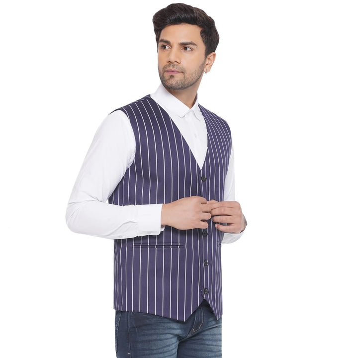 Cotton Poly Striped Waistcoat for Men | Buy Formal & Casual Wear