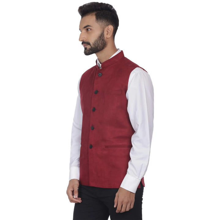 Suede Velvet Nehru Jacket | Festive Essential for Traditional Events