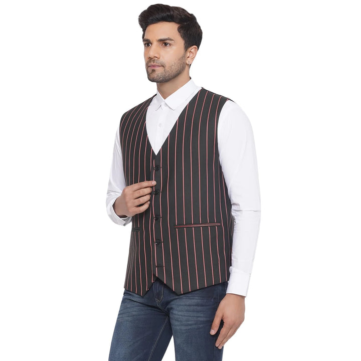 Cotton Poly Striped Waistcoat for Men | Buy Formal & Casual Wear