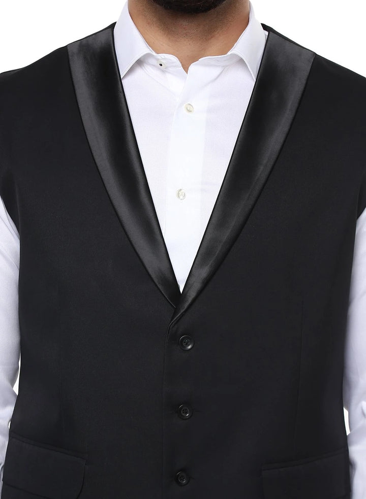Solid Black Waistcoat for Men | Formal & Festive Style