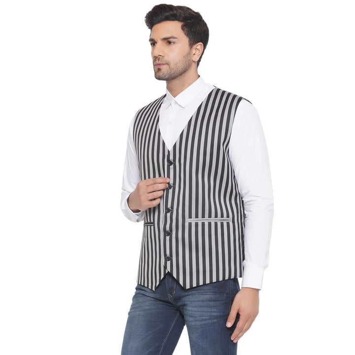 Designer Striped Waistcoat for Men | Party & Office Look Combined
