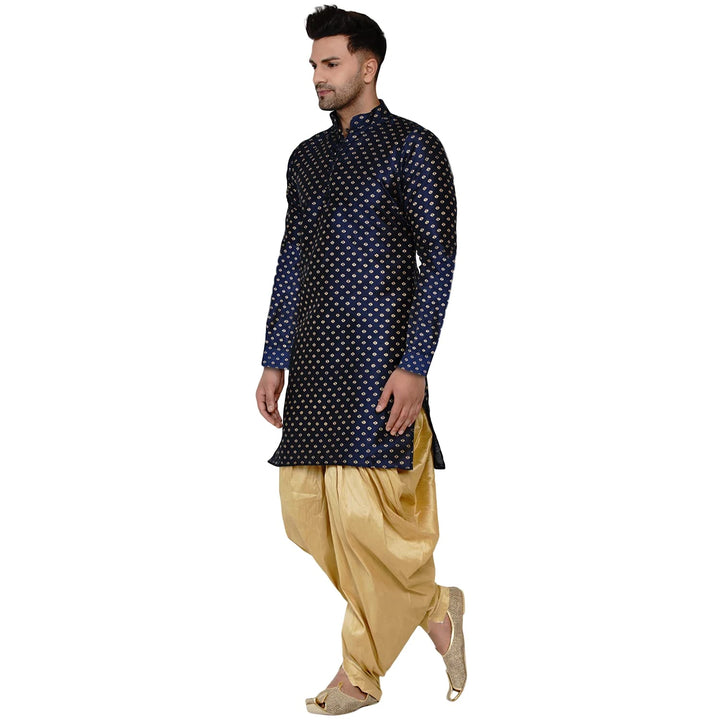 Traditional Art Silk Kurta with Raw Silk Dhoti | Banarasi Elegance