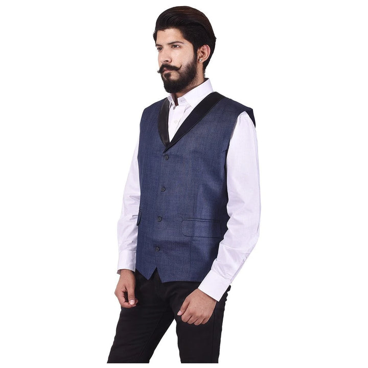 Navy Blue Solid Waistcoat for Men | Elegant Formal & Party Look