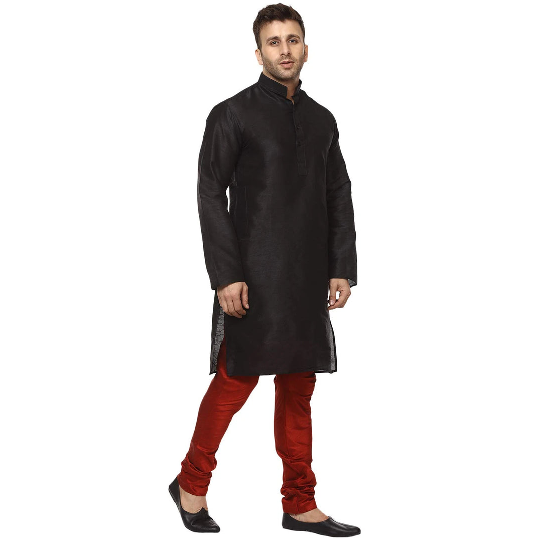 Classic Chinese Collar Kurta Set | Men’s Silk Style for Weddings