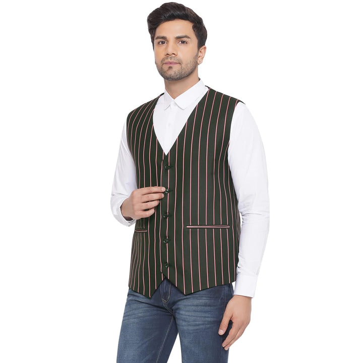 Cotton Poly Striped Waistcoat for Men | Buy Formal & Casual Wear