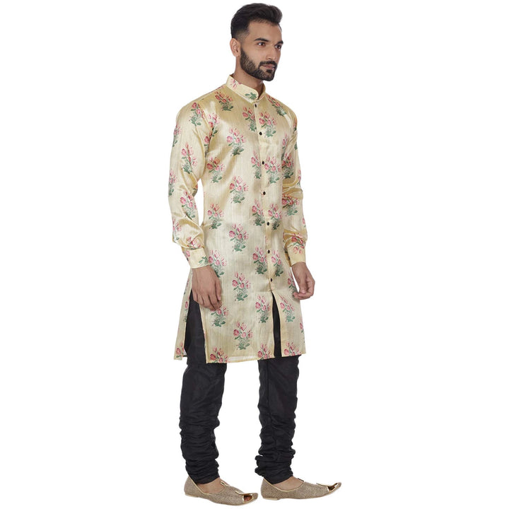 Traditional Beige Silk Kurta for Men | Sherwani Style Festive