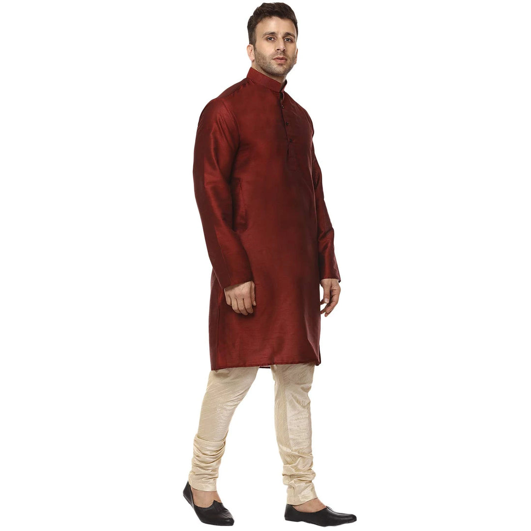 Classic Chinese Collar Kurta Set | Men’s Silk Style for Weddings
