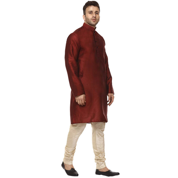 Classic Chinese Collar Kurta Set | Men’s Silk Style for Weddings