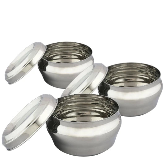 Airtight Snack & Storage Containers | Set of 3 Stainless Pots