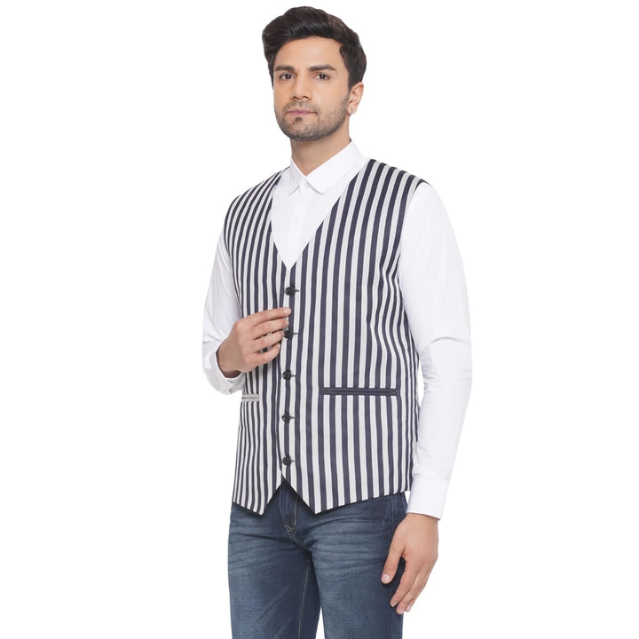 Designer Striped Waistcoat for Men | Party & Office Look Combined