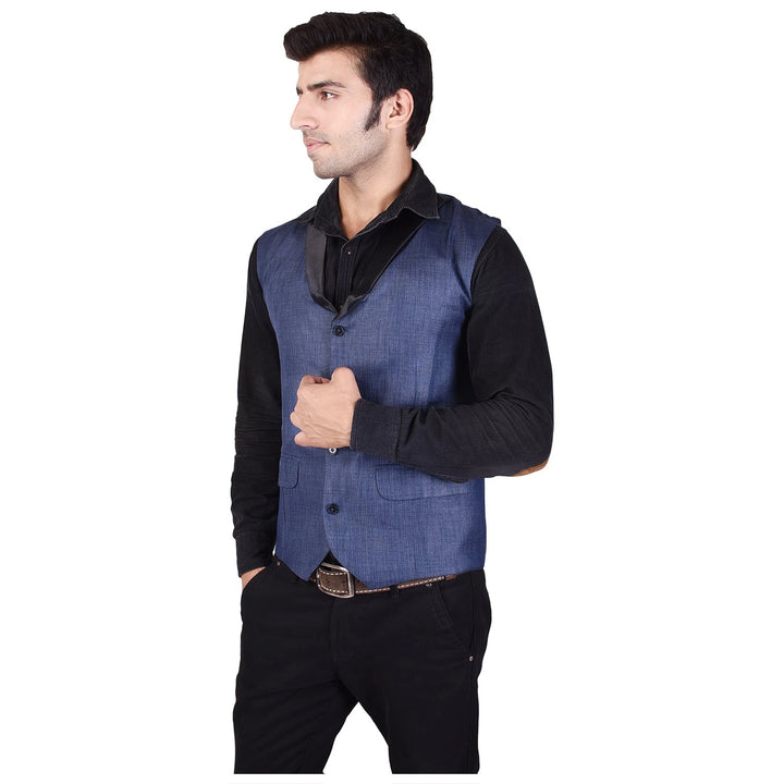 Men's Solid Navy Blue Waistcoat | Stylish Look for All Occasions