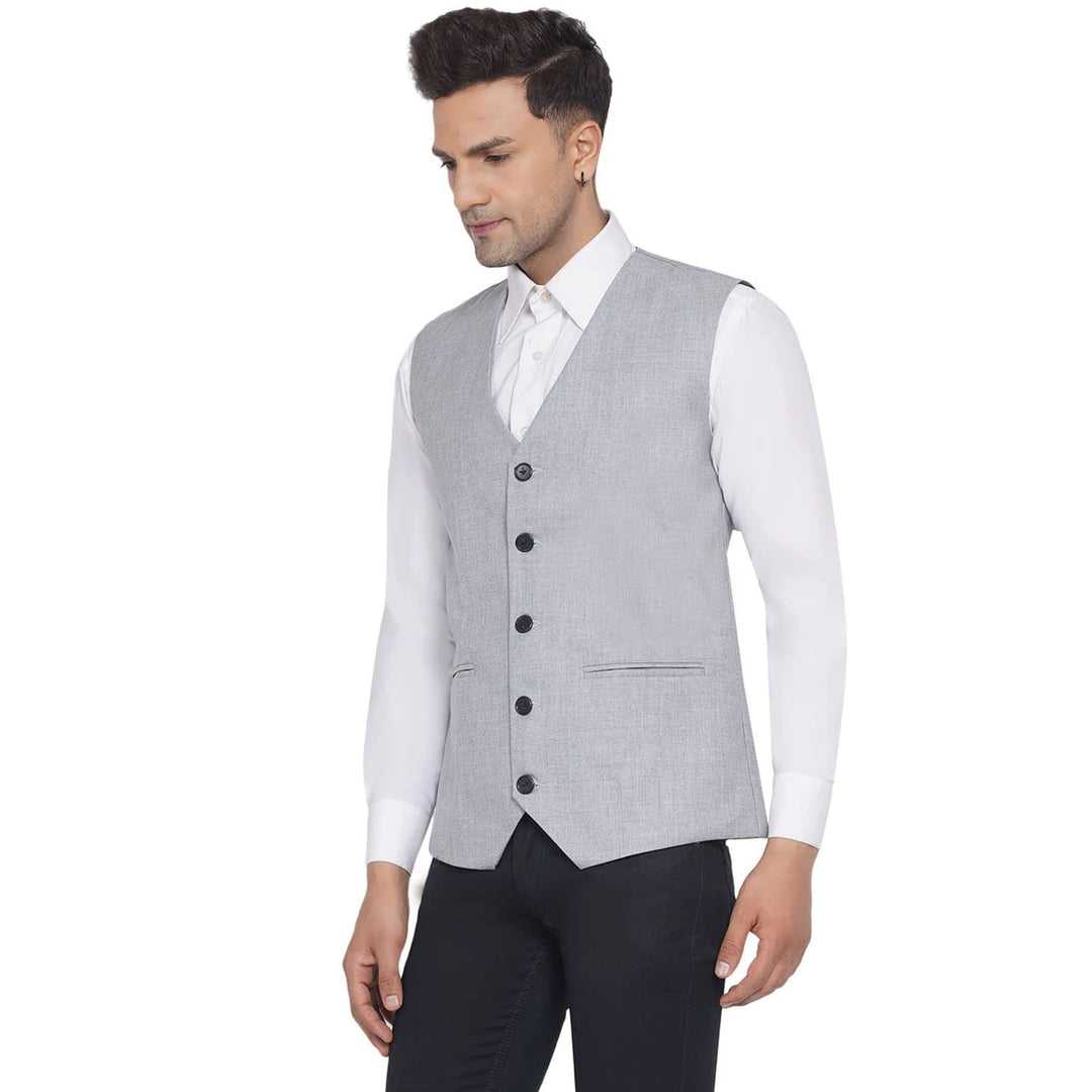 Men's Slub Plain Waistcoat | Perfect for Formal & Casual Wear