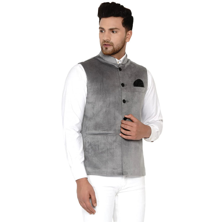 Men’s Classic Velvet Jacket | Solid Nehru Style for Celebrations