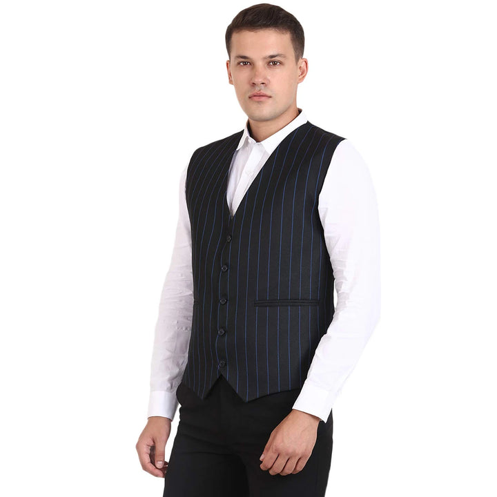 Men Poly Cotton Striped Waist Coat | Perfect for Ethnic & Casual Wear