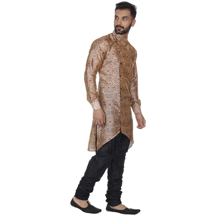 Wedding Special Beige Kurta Pajama | Sherwani Style Silk Blend