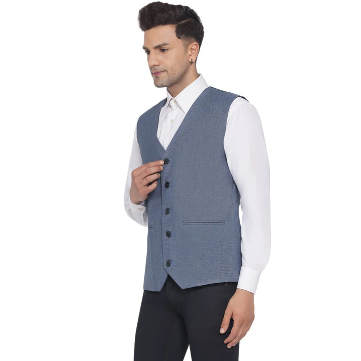 Men's Slub Plain Waistcoat | Perfect for Formal & Casual Wear