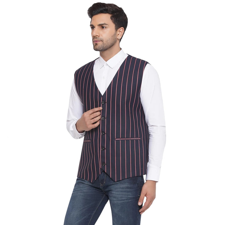 Cotton Poly Striped Waistcoat for Men | Buy Formal & Casual Wear