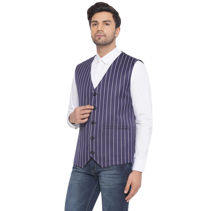 Cotton Poly Striped Waistcoat for Men | Buy Formal & Casual Wear