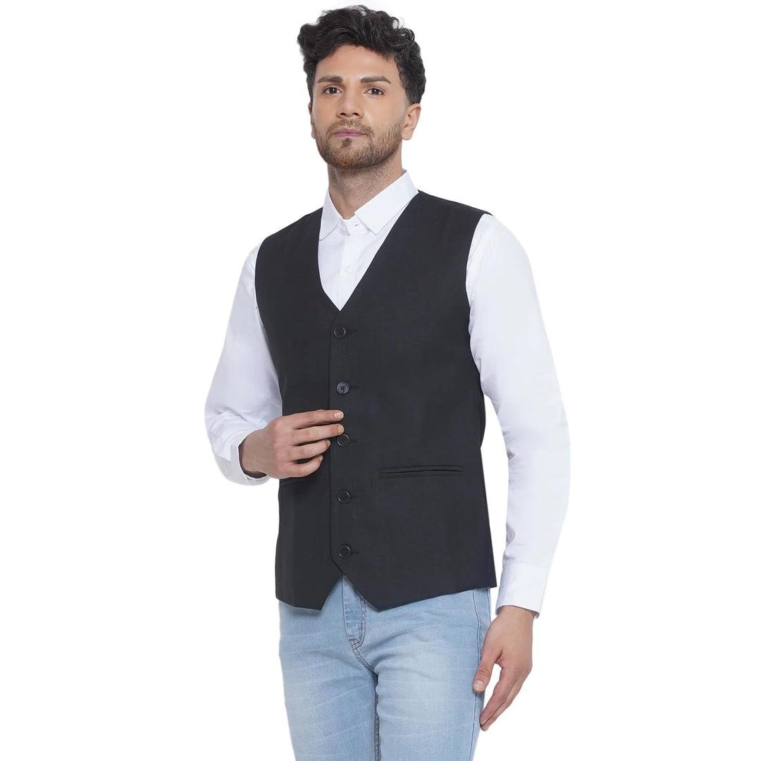 Solid Slub Waistcoat for Men | Formal to Casual Stylish Wear