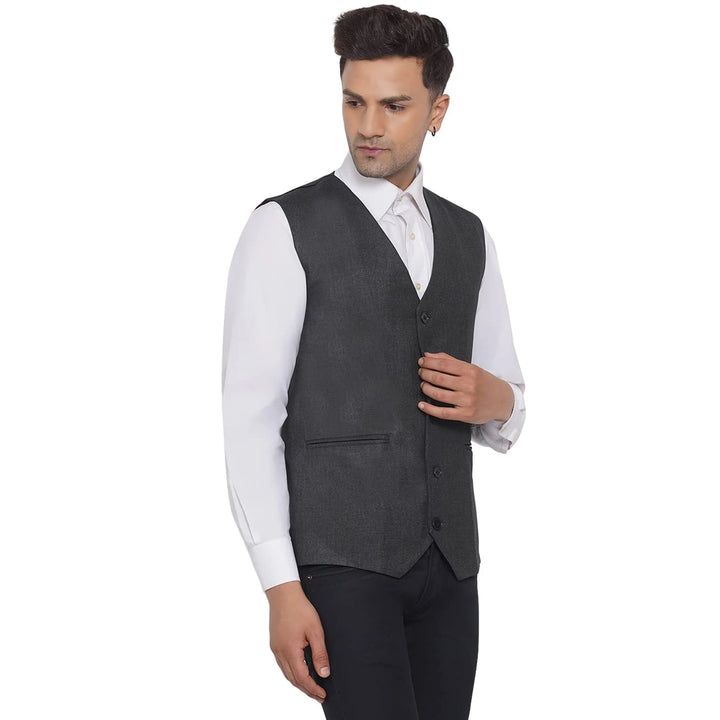 Men's Slub Plain Waistcoat | Perfect for Formal & Casual Wear