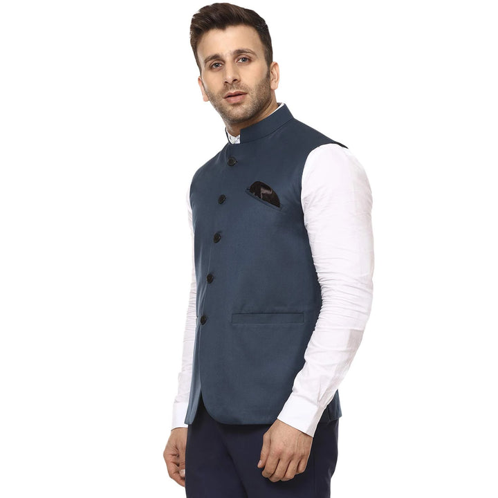 Modern Ethnic Nehru Jacket | Elegant Dark Blue Design