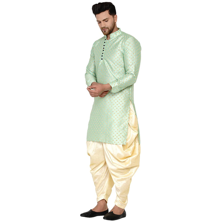 Traditional Art Silk Kurta with Raw Silk Dhoti | Banarasi Elegance