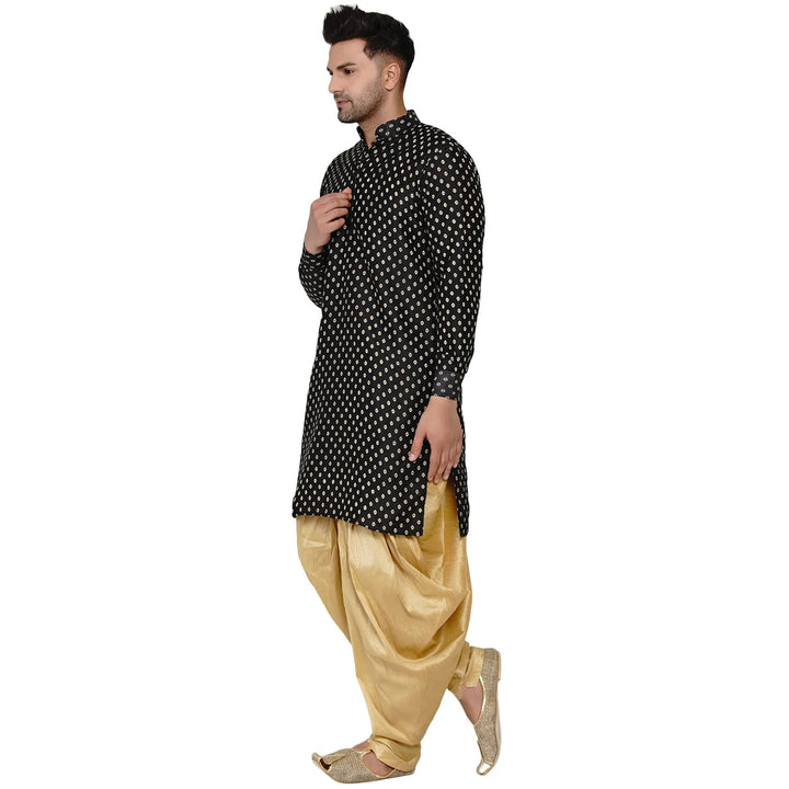 Traditional Art Silk Kurta with Raw Silk Dhoti | Banarasi Elegance