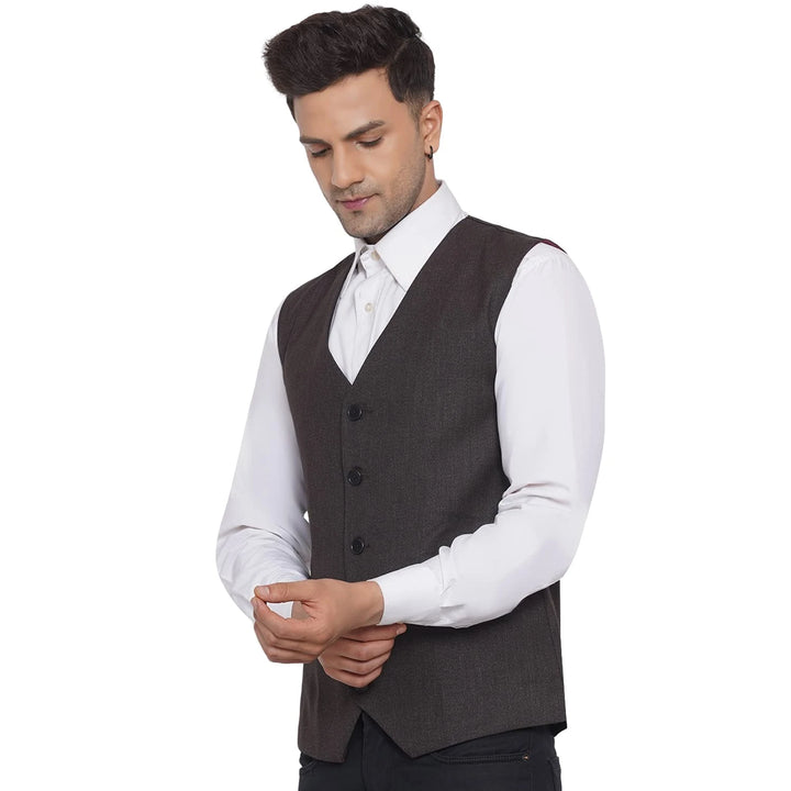 Men's Slub Plain Waistcoat | Perfect for Formal & Casual Wear