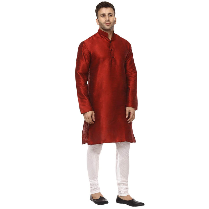 Classic Chinese Collar Kurta Set | Men’s Silk Style for Weddings