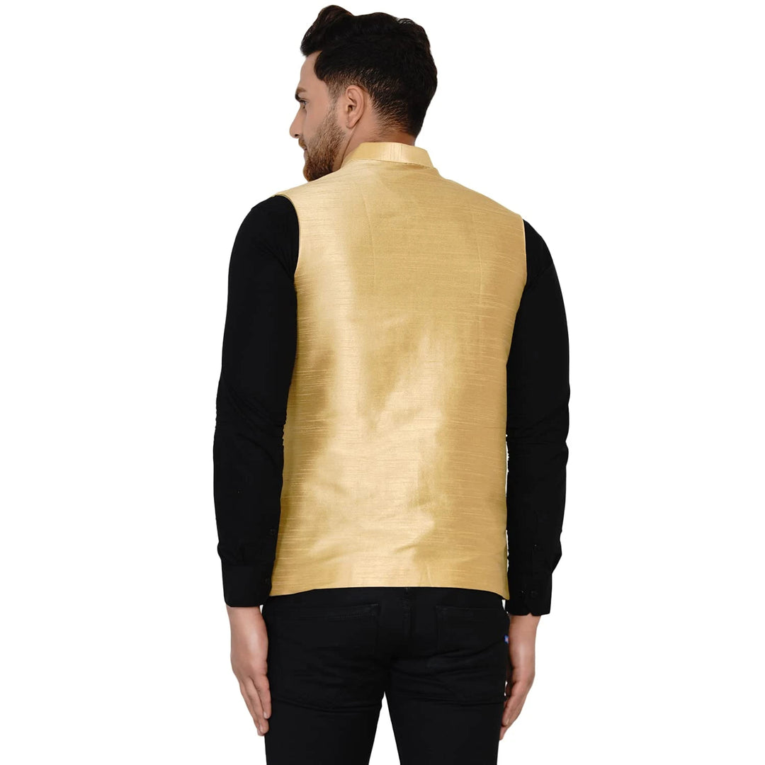 Classy Banarasi Jacket for Men | Solid Silk Blend Nehru Style