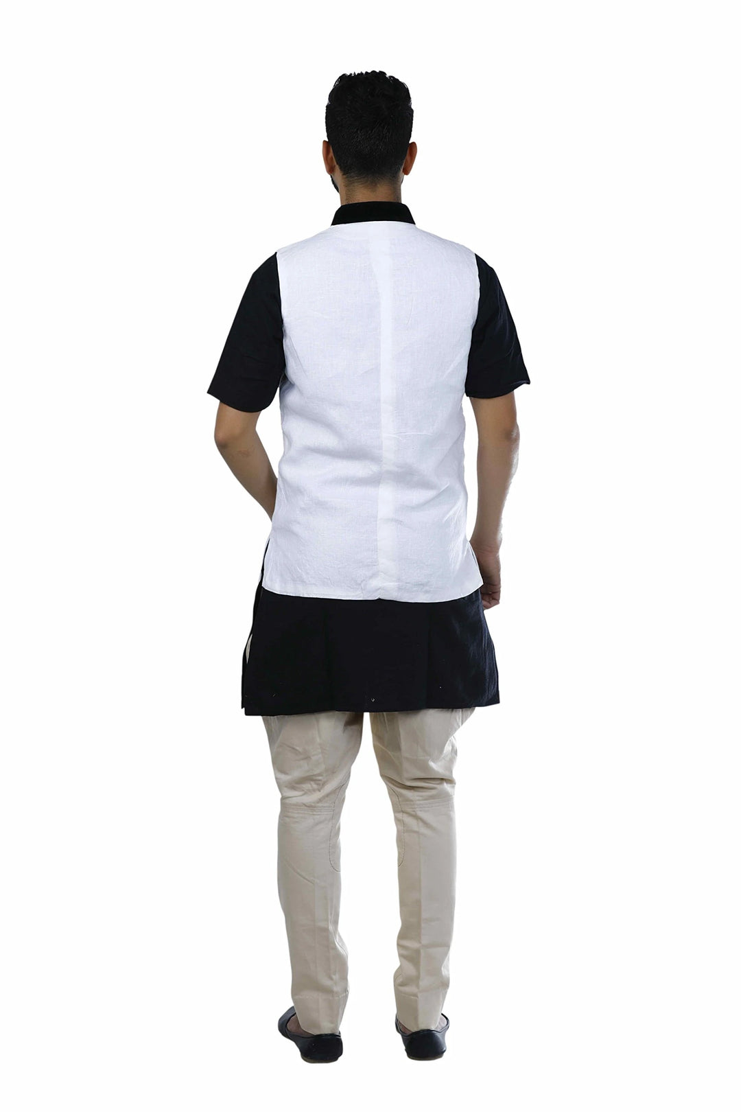 Versatile Nehru Jacket in White | Solid Cotton Festive Wear