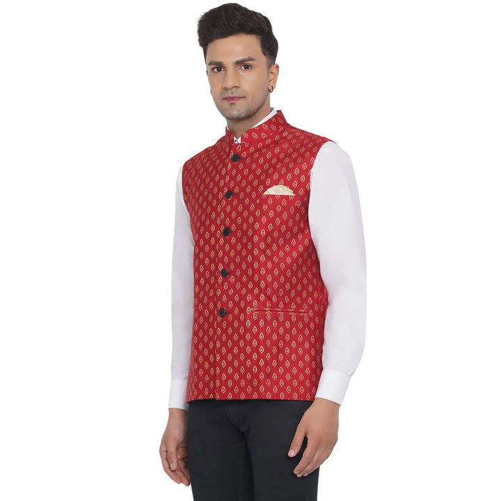 Traditional Red Jacket for Men | Nehru Style for Festive Looks