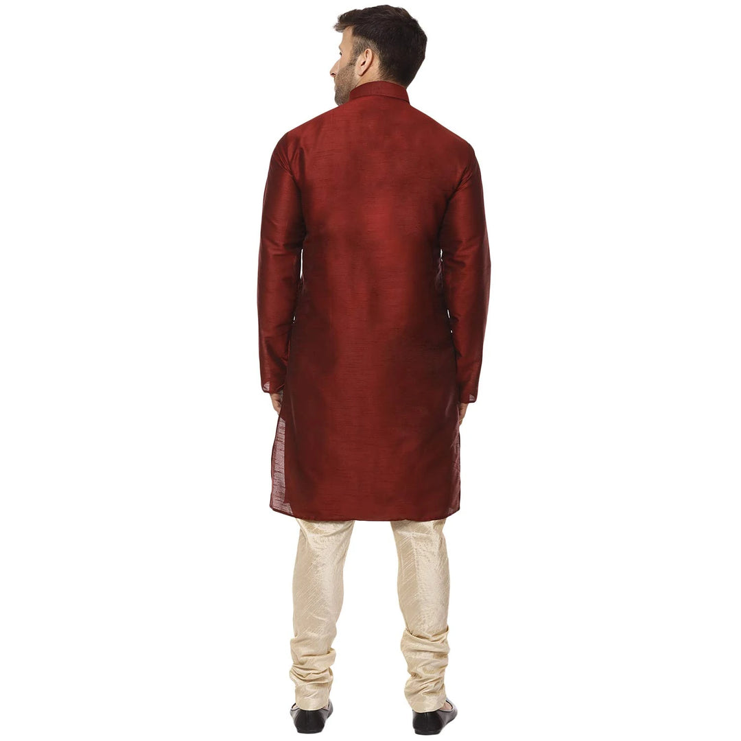 Classic Chinese Collar Kurta Set | Men’s Silk Style for Weddings