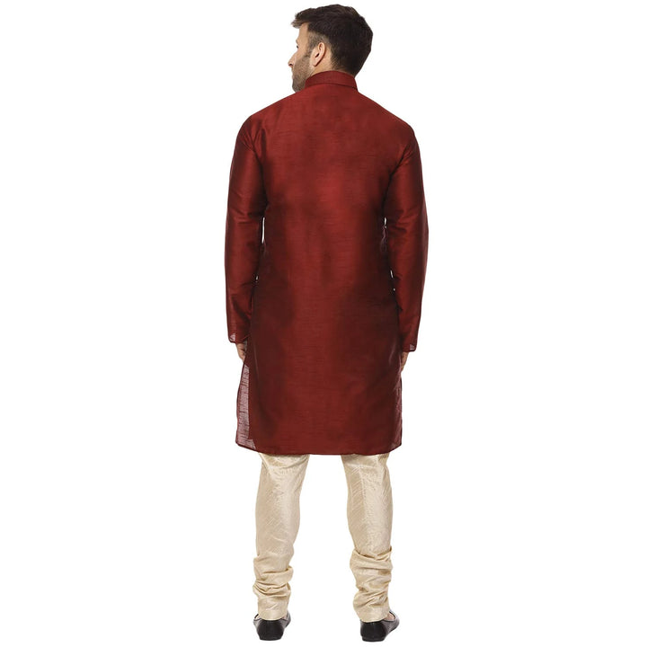 Classic Chinese Collar Kurta Set | Men’s Silk Style for Weddings