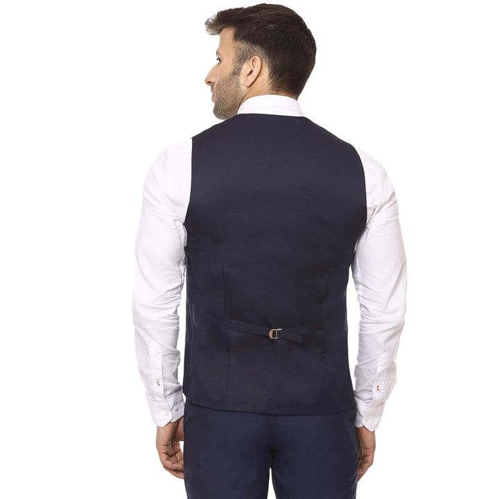 Men’s Navy Blue Poly Cotton Waistcoat | Stylish Ethnic Jacket