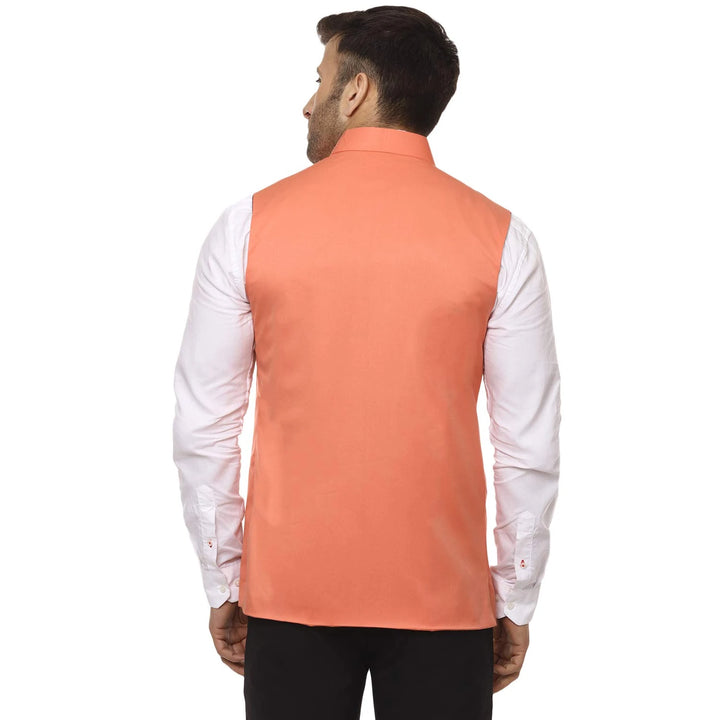 Stunning Coral Pink Jacket | Nehru Style in Cotton Blend Fabric