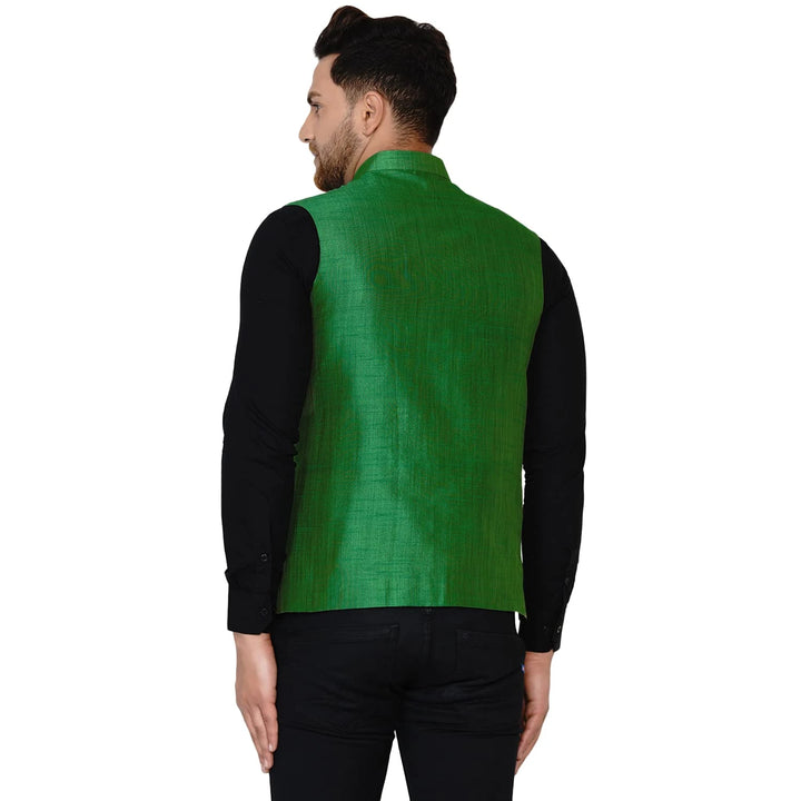 Classy Banarasi Jacket for Men | Solid Silk Blend Nehru Style