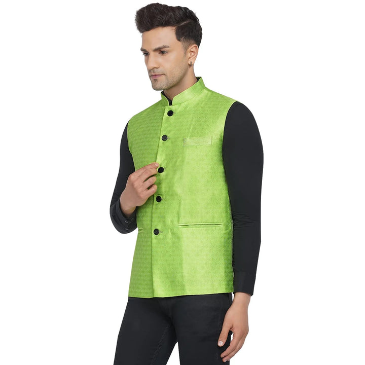 Pista Green Nehru Jacket for Men | Wedding & Festive Wear
