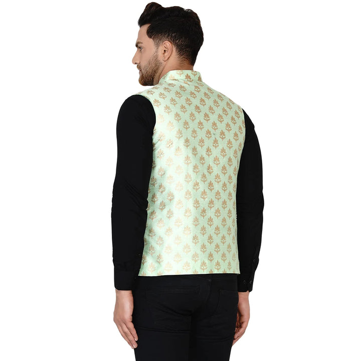 Royal Banarasi Nehru Jacket for Men | Art Silk Printed Elegance