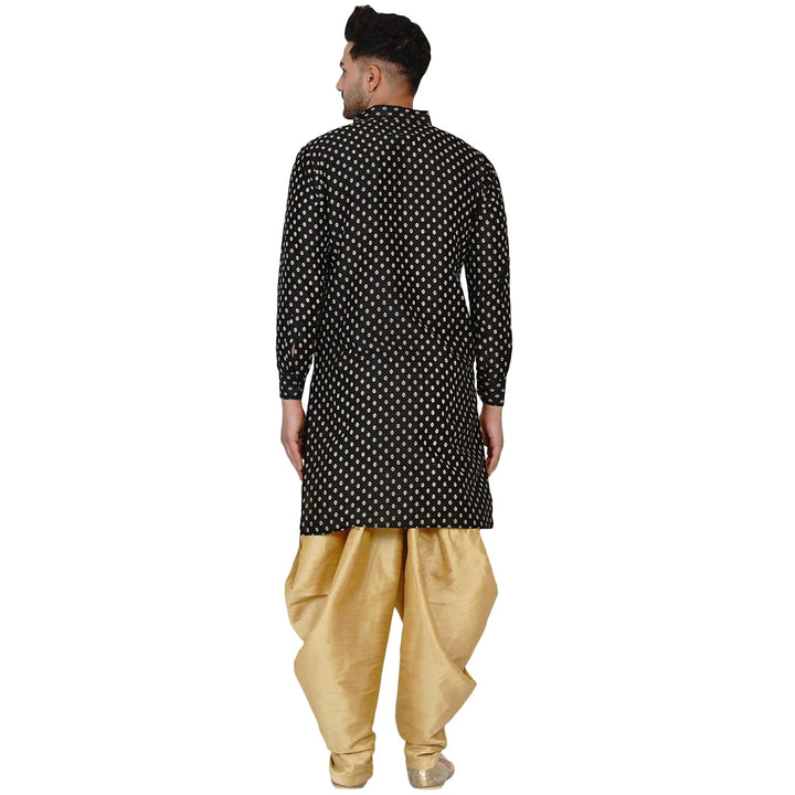 Traditional Art Silk Kurta with Raw Silk Dhoti | Banarasi Elegance