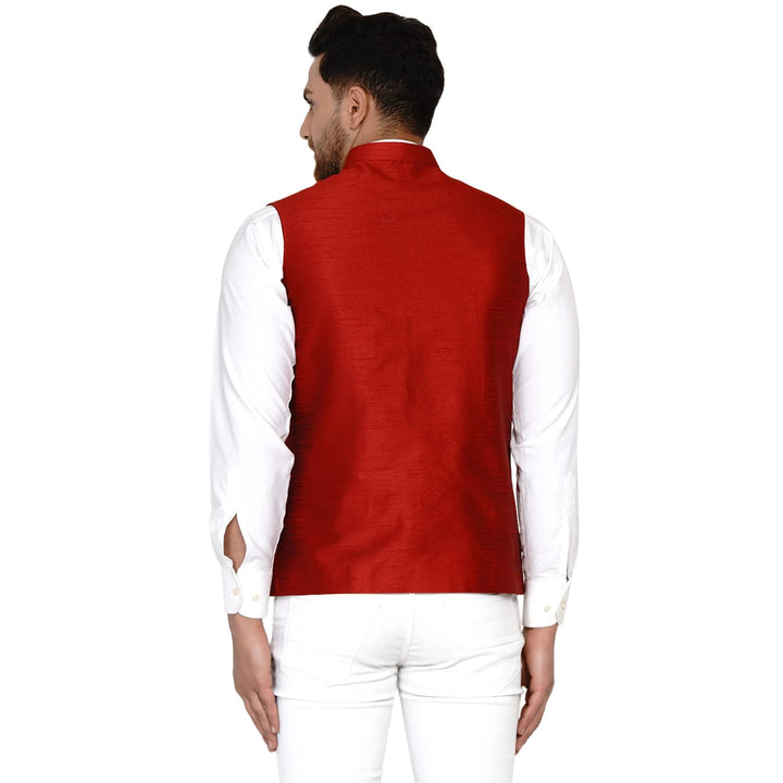 Classy Banarasi Jacket for Men | Solid Silk Blend Nehru Style