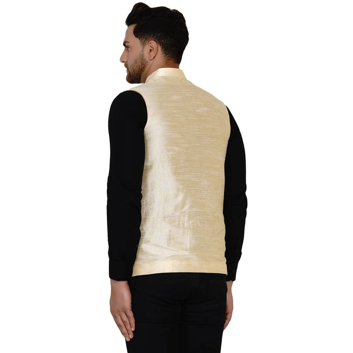 Classy Banarasi Jacket for Men | Solid Silk Blend Nehru Style