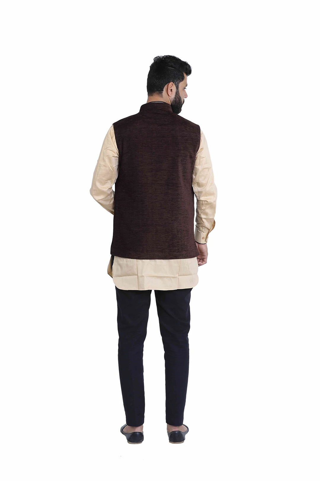 Classy Brown Festive Nehru Jacket | Solid Cotton Blend Style